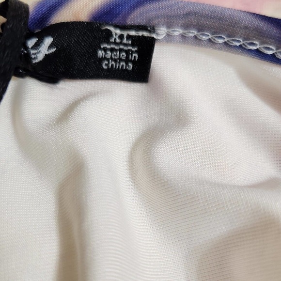 Lily Firmiana Womens Top Blouse Size XL Purple Yellow Short Sleeve Floral NWT - Picture 4 of 7